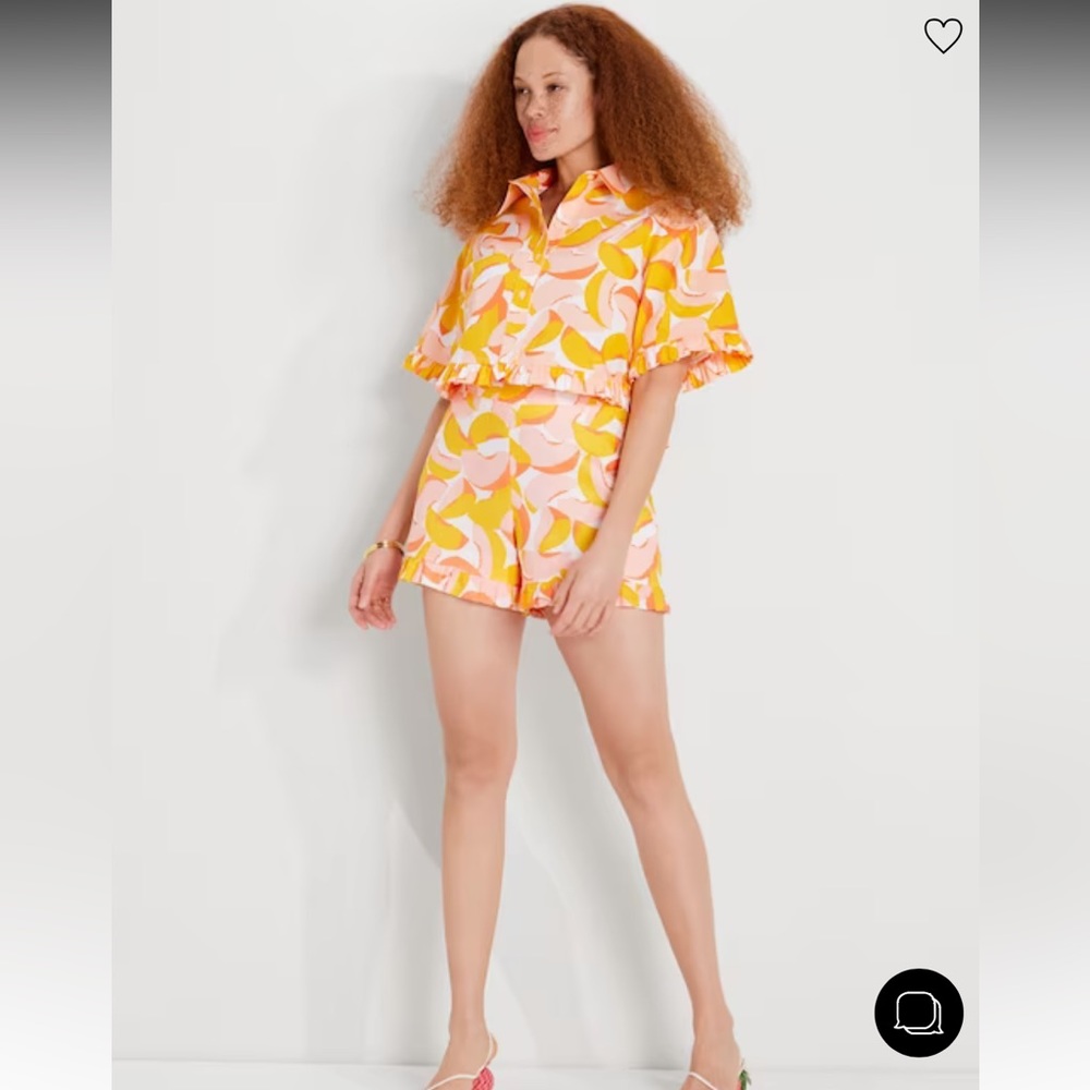 Kate Spade Peaches Ruffle Short Size 10 (fits a 4-6)